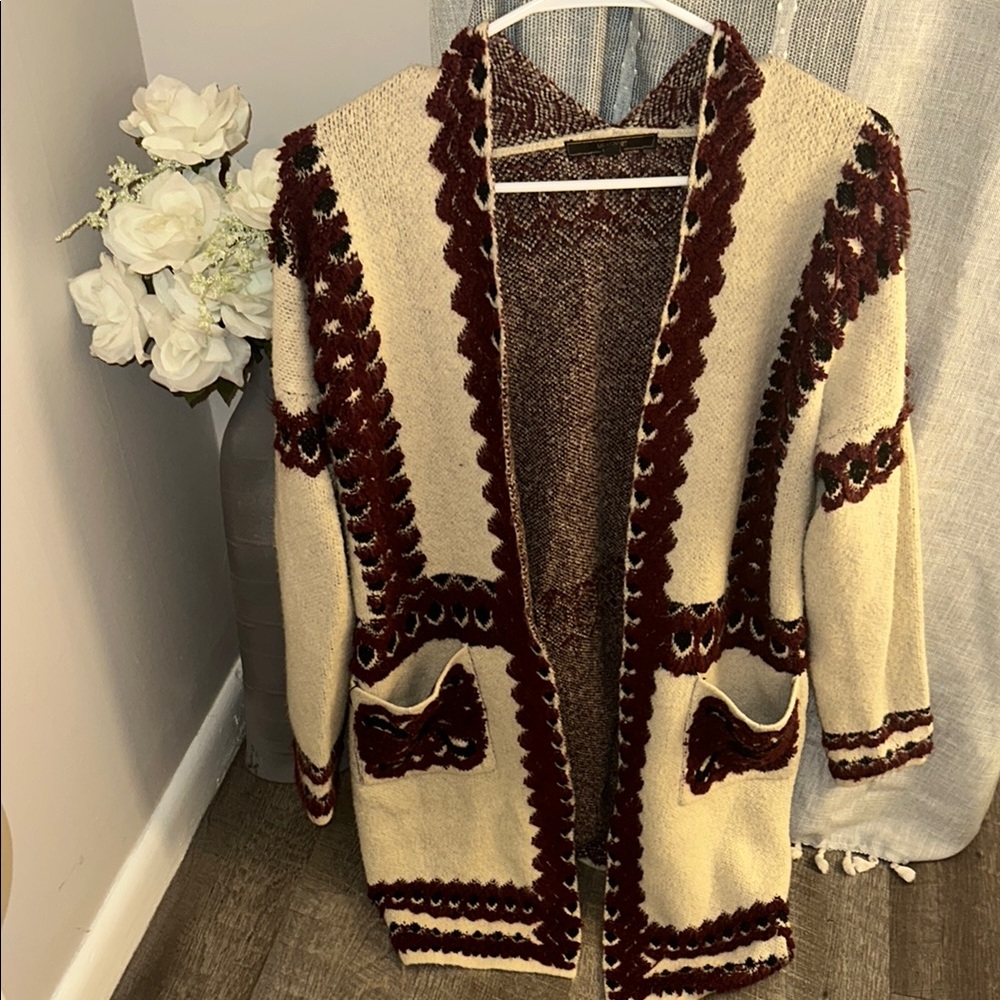 Stylish Cream and Brown Women's Sweater